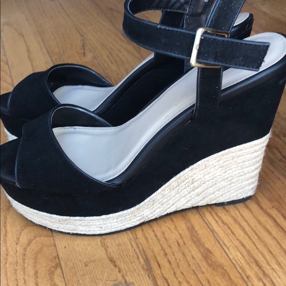 Black suede straw wedges - Picture 2 of 5